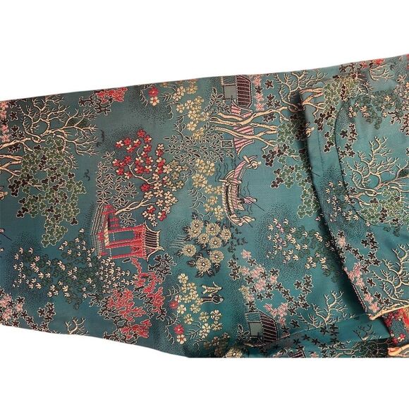 Kids Size 4 DACHUNG HWA Turquoise Silk Dragon Pajama Set Chinese Frog Buttons - Picture 3 of 12